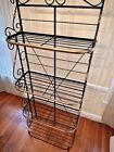 Vintage 1930   s Art Nouveau Deco Wrought Iron Solid Brass Bakers Plant Rack Shelf