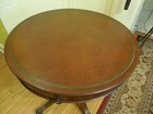 Mid- Century American Imperial Mahogany Drum Table With Leather Top