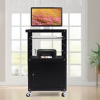 Steel Large Av Cart With Extra Storage Adjustable Height Cart W  Locking Cabinet