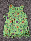 Hanna Andersson Dress Toddler Girls Sz 18-24m Floral On Green Ground