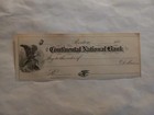 Continental National Bank Check Boston 1880s Eagle Image Vignette Blank Document
