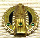 Coca Cola Bottle 10k Gold 15 Year Award Pin Dieges   Clust Emerald Stones   Case