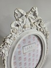 Ornate Antique-style White Picture Frame With Gold Accents     Shabby Chic