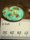 Vintage Navajo Royston Turquoise Sterling Silver Pin Brooch Converted Ring 1940s
