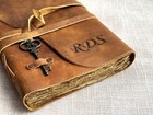 Personalized Vintage Leather Journal Travel Notebook Handmade Deckle Edged Paper