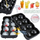 Sphere Silicone Ice Cube Ball Maker Tray 8 Grid Large Round Molds Bar Cocktails