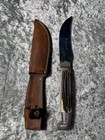 Usa Vintage Queen Steel 77 Fixed Blade Hunt Knife W stag Handle   Leather Sheath
