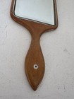 Vintage Hand Held Wooden Mirror With Bevelled Glass Country Cottage Decor