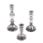 3 Clear Fluted Crystal Glass Taper Candle Holders Centerpieces Party Decorations