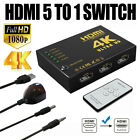 5 Port Hdmi Switch Splitter Selector Switcher Hub Ir Remote Hdtv 4k 5 In 1 Out
