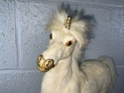 Vintage White cream Flocked Unicorn From 80   s 