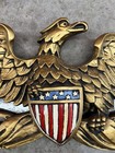 Vintage Gold Painted Metal American Eagle With Shield Coat Of Arms 25 In X 9 In
