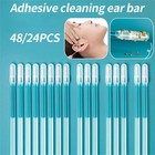 48pcs Disposable Silicone Ear Wax Remover Sticky Earpick S l Cleaner Set - New