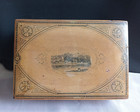 Antique Mauchline Ware Patterned Sewing Box Arundel Castle Acorn Orchid Rose