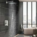 Brushed Nickel Shower Faucet Set Rainfall Shower Head Combo With Mixer Valve Kit
