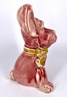 Vintage Ceramic Dog Figurine Pink With Yellow Bow And Big Ears Made In Japan
