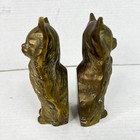 Vintage Antique Brass Cats Book Ends Mcm Art Deco Statue Brass Sitting Cat 8 