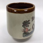 Vintage Florida Souvenir Coffee Mug Cup Beige Brown Rim Sailboat Ocean Gulf