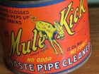  1938 Advertising Mule Kick Graphics Waste Pipe Cleaner 12 Oz Metal Tin Can 