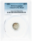 1851 Silver Three Cent  pcgs Unc  First Year Of Issue  fast Free Shipping  