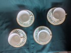 Lenox Holiday Dimension Footed Coffee tea Cups saucers set Of 4 china Gold Holly