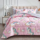 Uozzi Bedding Kids Girls Bed In A Bag 6 Pieces Twin Size Unicorn Pink Colorfu   