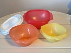 New Tupperware Servalier Bowl  - Set Of 3 - Red Orange Yellow   White Seals