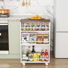 Rolling Slim Storage Cart W  Wheels  4-tier Kitchen Cart Narrow Storage Cabinet
