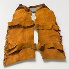 Vintage Youth Leather Chaps     Texas Lone Star Suede Fringe Rodeo Cowboy Costume