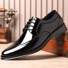 Men s Lace Up Faux Leather Wing Tip Pointy Toe Brogue Business Dress Shoes Hot