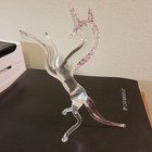 Vintage Hand Blown Art Glass Unicorn Horse Figurine   Ornament Clear purple 6 5 
