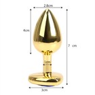 Gold Alloy Anal Plug Heart Jewel Base 4 Colors Polished Metal Unisex Sex Toy