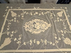 Antique French Tambour Net Lace Embroidered  Bedspread Coverlet 73   x 73    Bridal
