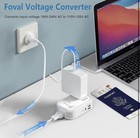 Foval Travel Voltage Converter 220v To 110v Adapter For Hair Tools Usb-c White