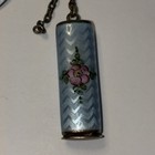 Vintage Sterling Silver Blue   Pink Enamel Flower Lip Stick Holder 1 5   