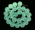25 Frosted Sea Glass Round   Rocaille Beads Matte - Seafoam Green 10mm
