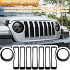 For Jeep Wrangler Jl Jlu Front Mesh Grille Grill Insert headlight Cover 2018-23