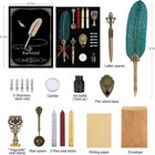 Quill Pen And Ink Set - Feather Calligraphy Dip Pen With Wax Seal Stamp Kit