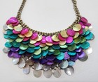 Vintage Goldtone Chain Multicolor Anodized Aluminum Scales Heavy Necklace