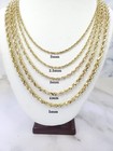 14k Real Gold Solid Diamond Cut Rope Sparkling Chain necklace Men women 3mm