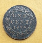 1896 Canadian Large One Cent Coin Victoria Canada Vf xf Details Low Mintage