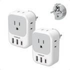 2 Pack Type E F Plug Adapter  Europe Travel Power Adapter With 3 Usb Charger  4