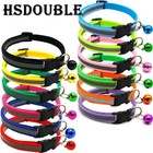 2x Reflective Dog Collar Pet Cat Puppy Nylon Collar With Bell Neck Adjustable Ne