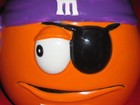 M m s Orange Crispy Halloween Pirate Candy Cookie Jar W  Lid 2002 Mars Galerie