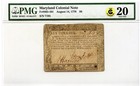 1776 Maryland American Revolution  6 Colonial Currency Bank Note Md-101  Pmg 20