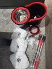 New 360   Spin Mop   Bucket W  Wringer  Telescopic 61in Handle   3  Head  1 Brush