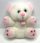 Dan-dee Imports 1979 Vtg Little Bear Stuffed Animal Plush White Pink 6 