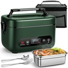 1 2l Cordless Electric Lunch Box     20000mah Rechargeable Portable Food Green