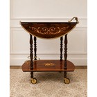 Antique Inlaid Drop-leaf Tea Cart bar Cart   brass Accents   Casters-made In Italy