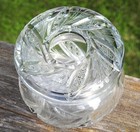 Antique Abp American Brilliant Period Cut Glass Covered Hair Receiver Jar